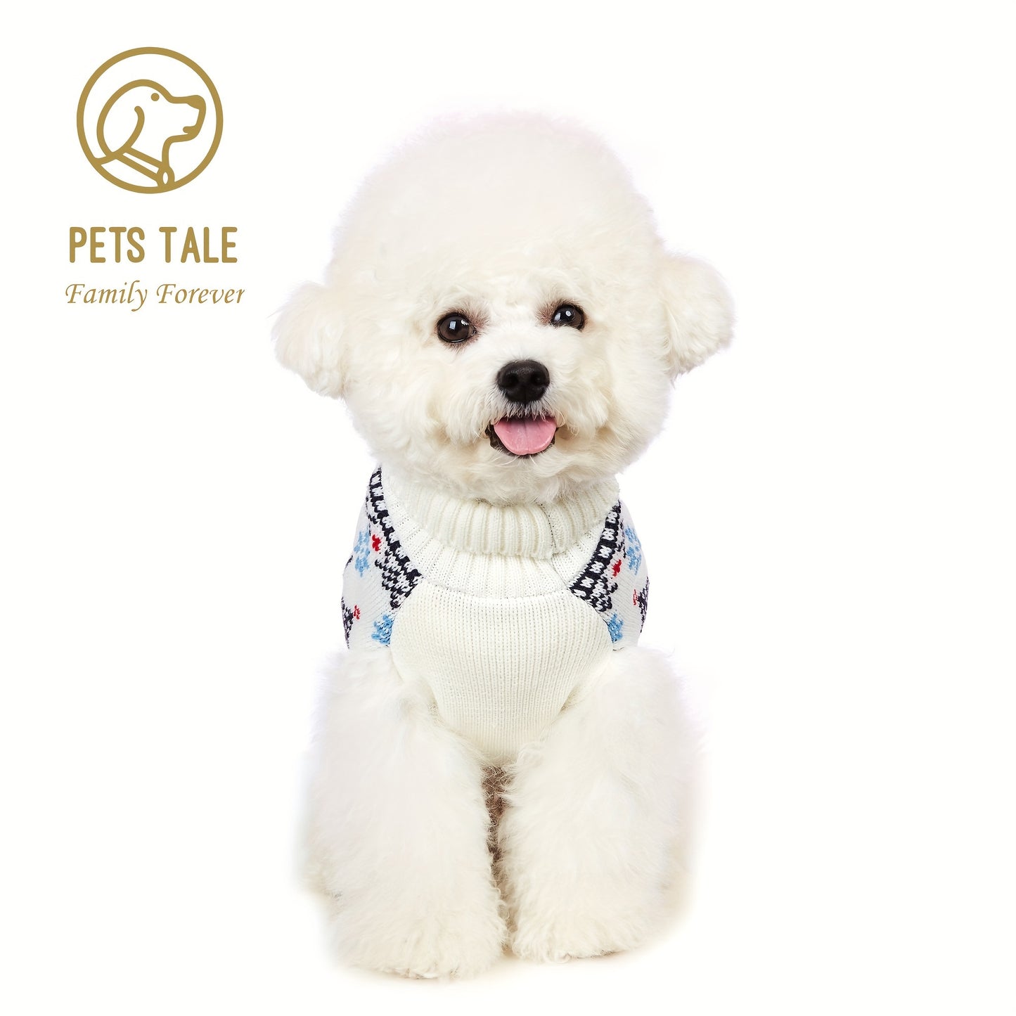 PETS TALE Christmas Sweater for Dogs - Festive Snowflake Reindeer & Merry Christmas Design, 100% Acrylic Machine-Washable Pullover for Small to Medium Dogs, Holiday Party Outfit