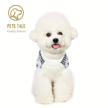 PETS TALE Christmas Sweater for Dogs - Festive Snowflake Reindeer & Merry Christmas Design, 100% Acrylic Machine-Washable Pullover for Small to Medium Dogs, Holiday Party Outfit