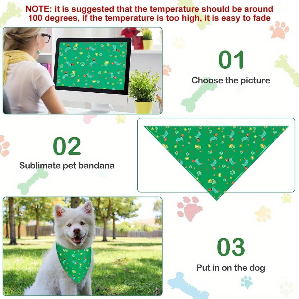 20pcs Washable Sublimation Dog Bandanas - Adjustable Triangle Bibs for Small Medium Large Pets - Heat Transfer Printmaking Accessories for Customized Pet Apparel