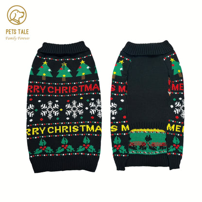 PETS TALE Christmas Sweater for Dogs - Festive Snowflake Reindeer & Merry Christmas Design, 100% Acrylic Machine-Washable Pullover for Small to Medium Dogs, Holiday Party Outfit