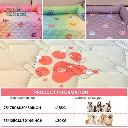 1pc Pet Sofa Bed Cover - Slip-Resistant, Waterproof, Washable, Reversible, and Reusable Mat with Built-in Changing Pad - Perfect for Pets and Dogs of All Sizes, Colorful Rainbow Dog Paw Design Furniture Cover