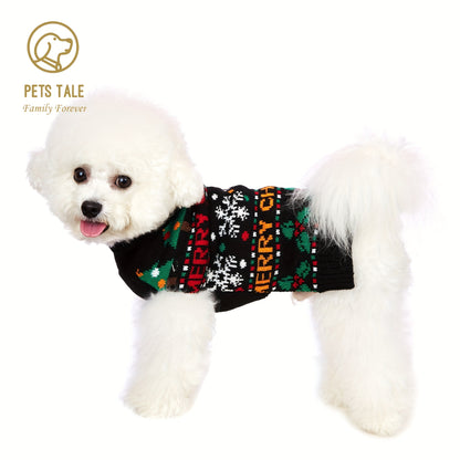 PETS TALE Christmas Sweater for Dogs - Festive Snowflake Reindeer & Merry Christmas Design, 100% Acrylic Machine-Washable Pullover for Small to Medium Dogs, Holiday Party Outfit