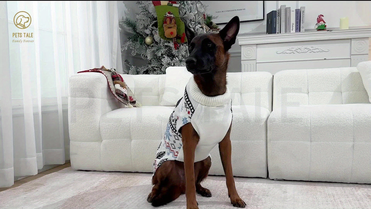 PETS TALE Christmas Sweater for Dogs - Festive Snowflake Reindeer & Merry Christmas Design, 100% Acrylic Machine-Washable Pullover for Small to Medium Dogs, Holiday Party Outfit