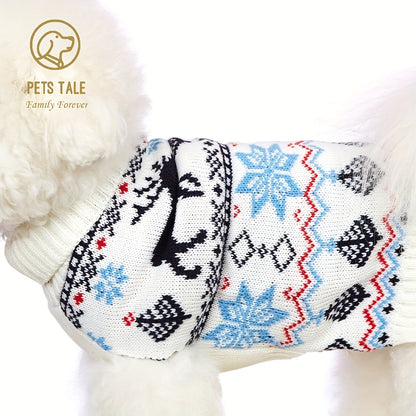 PETS TALE Christmas Sweater for Dogs - Festive Snowflake Reindeer & Merry Christmas Design, 100% Acrylic Machine-Washable Pullover for Small to Medium Dogs, Holiday Party Outfit