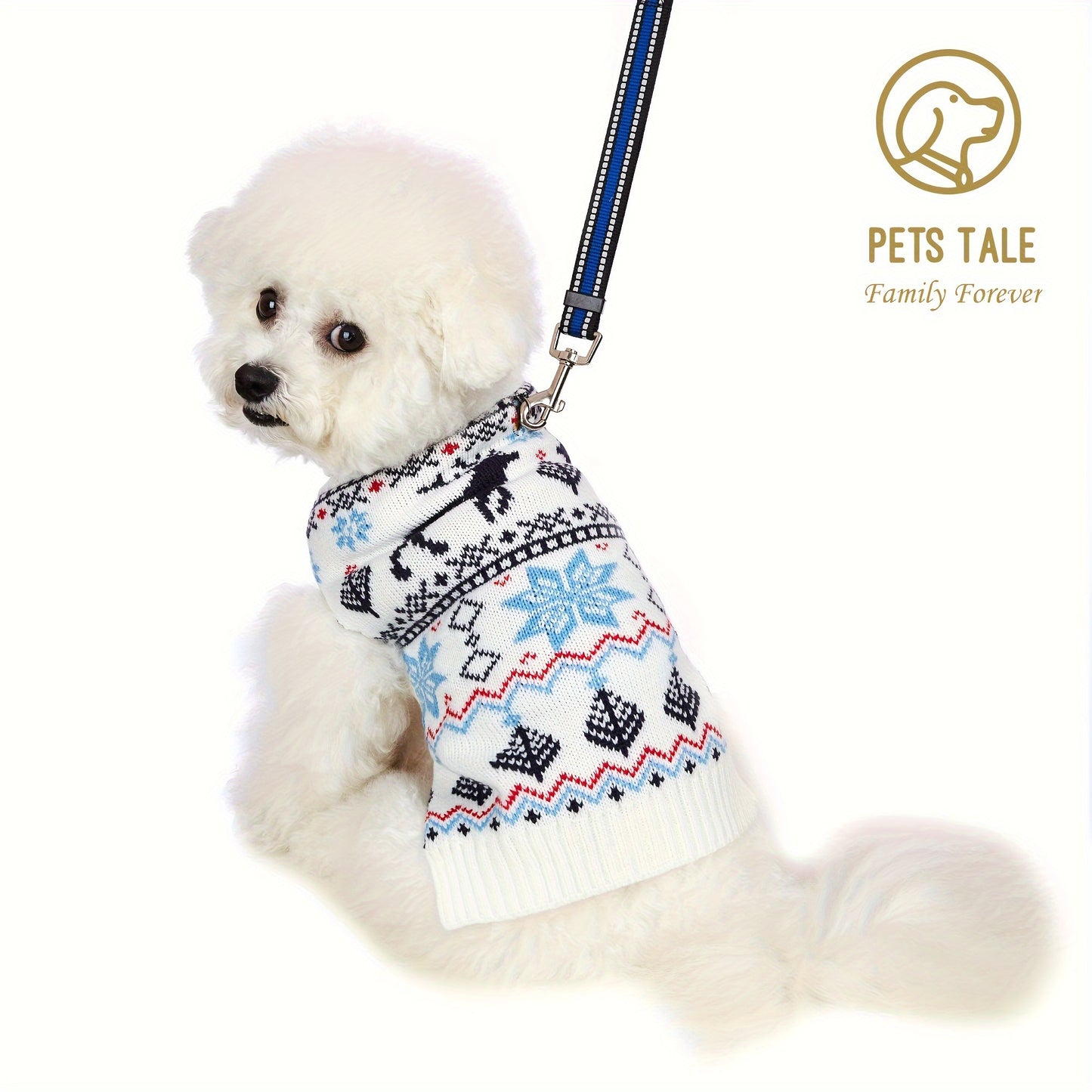 PETS TALE Christmas Sweater for Dogs - Festive Snowflake Reindeer & Merry Christmas Design, 100% Acrylic Machine-Washable Pullover for Small to Medium Dogs, Holiday Party Outfit