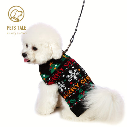 PETS TALE Christmas Sweater for Dogs - Festive Snowflake Reindeer & Merry Christmas Design, 100% Acrylic Machine-Washable Pullover for Small to Medium Dogs, Holiday Party Outfit