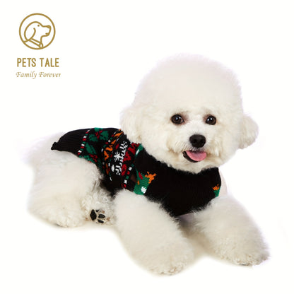 PETS TALE Christmas Sweater for Dogs - Festive Snowflake Reindeer & Merry Christmas Design, 100% Acrylic Machine-Washable Pullover for Small to Medium Dogs, Holiday Party Outfit