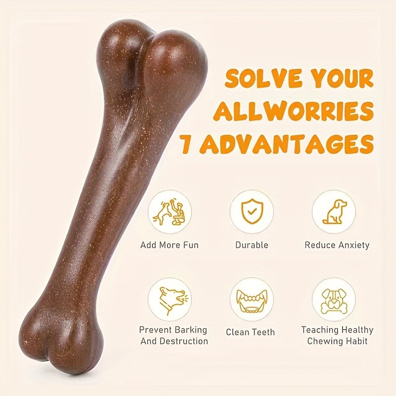 1pc Beef Aroma Delight - Durable Bone Shaped Dog Chew Toy for Interactive Play, Safe Teeth Cleaning & Grooming - Perfect Training Tool for Pets