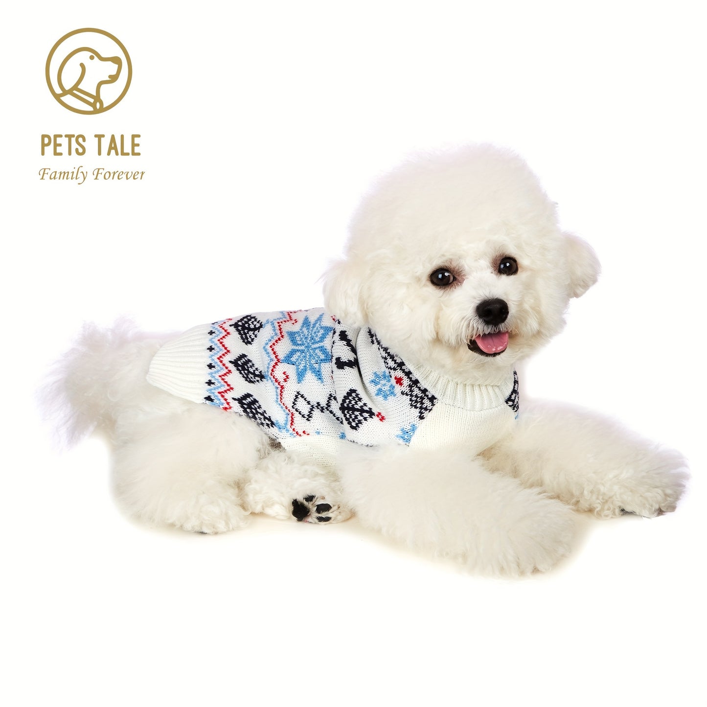 PETS TALE Christmas Sweater for Dogs - Festive Snowflake Reindeer & Merry Christmas Design, 100% Acrylic Machine-Washable Pullover for Small to Medium Dogs, Holiday Party Outfit