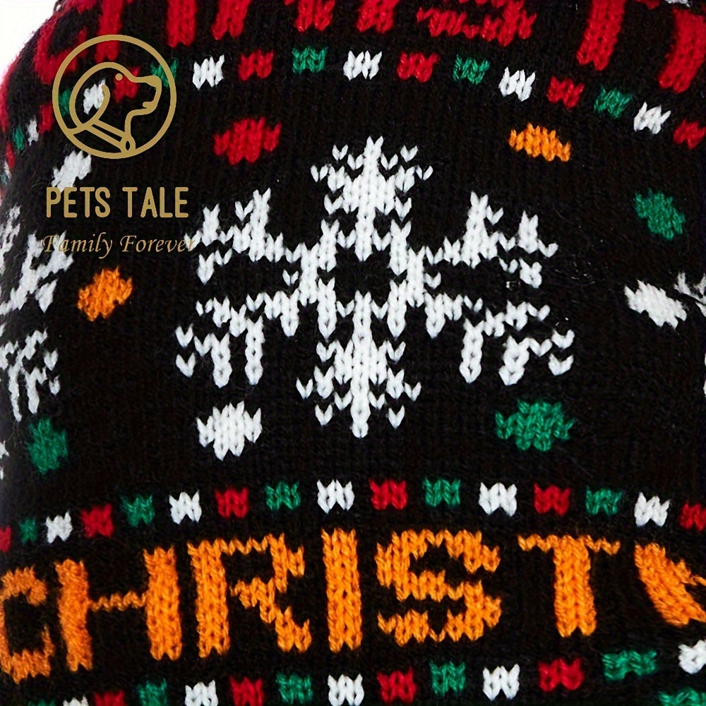 PETS TALE Christmas Sweater for Dogs - Festive Snowflake Reindeer & Merry Christmas Design, 100% Acrylic Machine-Washable Pullover for Small to Medium Dogs, Holiday Party Outfit