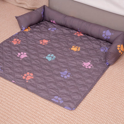 1pc Pet Sofa Bed Cover - Slip-Resistant, Waterproof, Washable, Reversible, and Reusable Mat with Built-in Changing Pad - Perfect for Pets and Dogs of All Sizes, Colorful Rainbow Dog Paw Design Furniture Cover