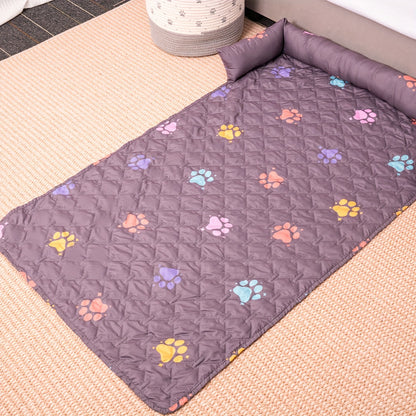 1pc Pet Sofa Bed Cover - Slip-Resistant, Waterproof, Washable, Reversible, and Reusable Mat with Built-in Changing Pad - Perfect for Pets and Dogs of All Sizes, Colorful Rainbow Dog Paw Design Furniture Cover