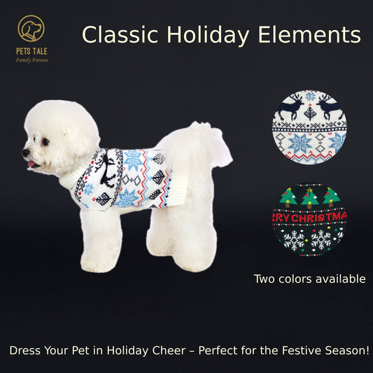 PETS TALE Christmas Sweater for Dogs - Festive Snowflake Reindeer & Merry Christmas Design, 100% Acrylic Machine-Washable Pullover for Small to Medium Dogs, Holiday Party Outfit