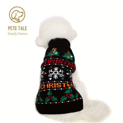 PETS TALE Christmas Sweater for Dogs - Festive Snowflake Reindeer & Merry Christmas Design, 100% Acrylic Machine-Washable Pullover for Small to Medium Dogs, Holiday Party Outfit