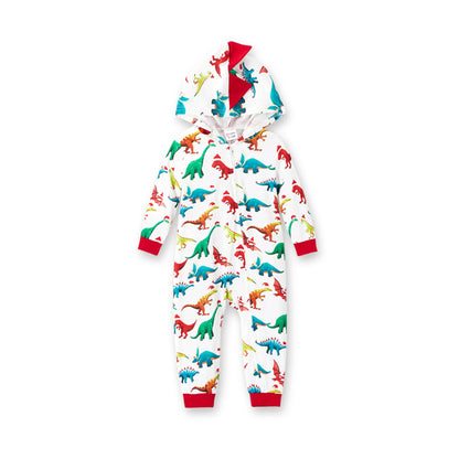 Baby Christmas Pajamas Family Matching Hooded One Piece Long Sleeve Dinosaur Costume Sleepwear Newborn Infant Clothes with Christmas Socks 12-18 Months