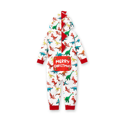 Baby Christmas Pajamas Family Matching Hooded One Piece Long Sleeve Dinosaur Costume Sleepwear Newborn Infant Clothes with Christmas Socks 12-18 Months