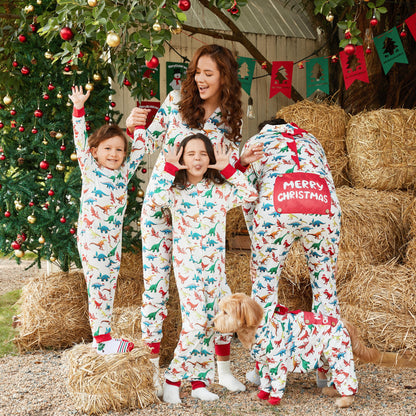 Baby Christmas Pajamas Family Matching Hooded One Piece Long Sleeve Dinosaur Costume Sleepwear Newborn Infant Clothes with Christmas Socks 12-18 Months