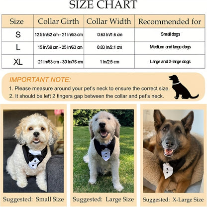 1pc Dog Tuxedo Suit, Dog Wedding Bandana Collar With Bow Tie, Adjustable Dog Tux Formal Dog Costumes, Engagement Birthday Gifts For Small Medium Large Dogs Pets