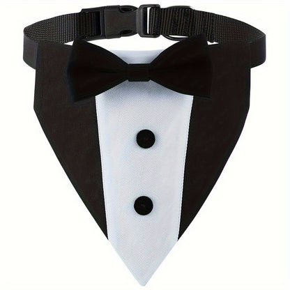 1pc Dog Tuxedo Suit, Dog Wedding Bandana Collar With Bow Tie, Adjustable Dog Tux Formal Dog Costumes, Engagement Birthday Gifts For Small Medium Large Dogs Pets